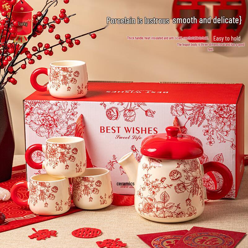 Baizi en Rose Queen Ceramic Tea Set X412