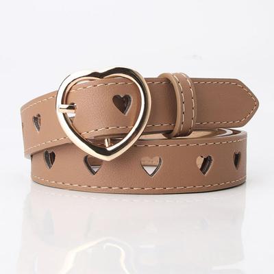 Frauen herzförmigen Schnalle Gürtel Herz Hohl Design Bund Leder verstellbare Länge Gürtel Mode-Accessoires