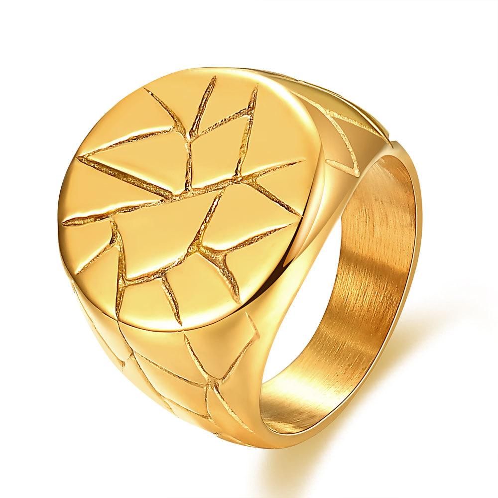 New Retro Stainless Steel Rings for Women Men Irregular Cracked Wide Ring Gold-plated Jewelry Party Wedding Gift Wholesale
