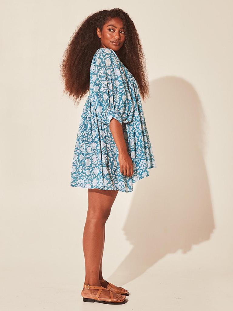 Women's Floral Tie-Back Casual Cotton Dress - Short Sleeve & Loose Fit for Beach Holidays