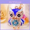Adorable Cartoon Rhinestone Owl Keychain For Women Cute Animal Metal Keyring