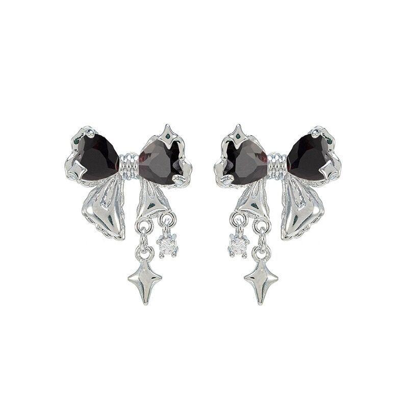 Obsidian Bow Stud Earrings: Chic & Elegant Women's Fashion Earrings with a High-End Touch