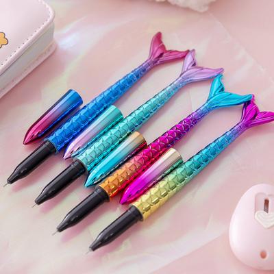 Gel-Stift Meerjungfrau-Thema 0,5 mm Schnelltrocknende Schwarze Tinte Niedlicher Farbverlauf Körper Glatte Schreibfeder für Schüler Journaling