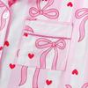 European and American Women's Bow Print Lapel Short Sleeve Pajama Set