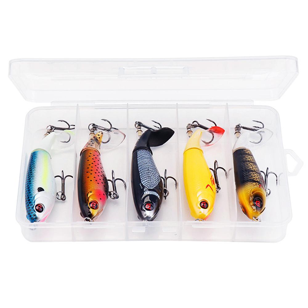 

5 шт. Набор поверхностных приманок типа карандаш Whopper Popper 10 см 16 г Искусственная приманка Воблер Щука с вращающимся хвостом Набор снастей