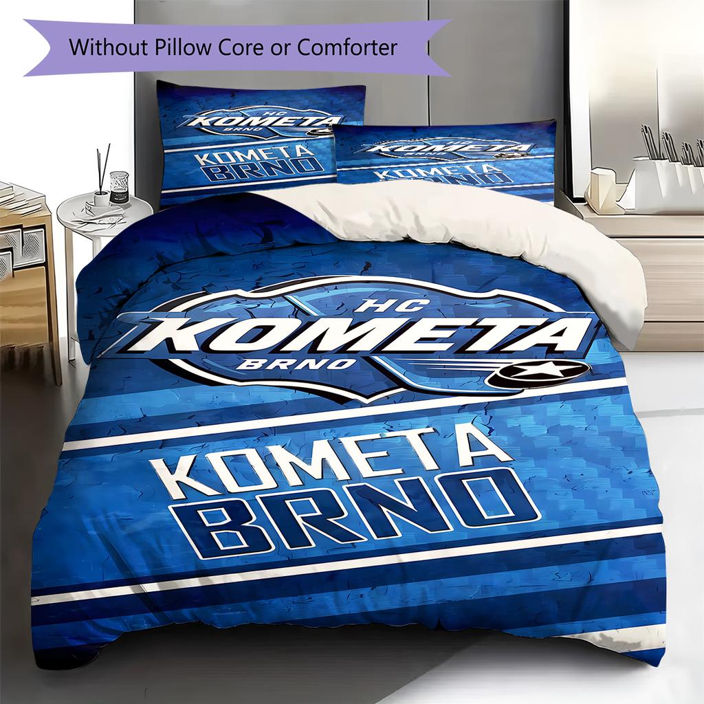 HC Kometa Brno Vzorované povlečení, Sada přikrývky Povlak na přikrývku Povlak na polštář Domácí Dárek k narozeninám (1 * povlak na peřinu + 2 * povlak na polštář, bez jádra)