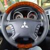 For Mitsubishi Pajero 2007-2014 Galant 2008-2012 Hand-Stitched Black  Leather Peach Wood Grain Car Steering Wheel Cover