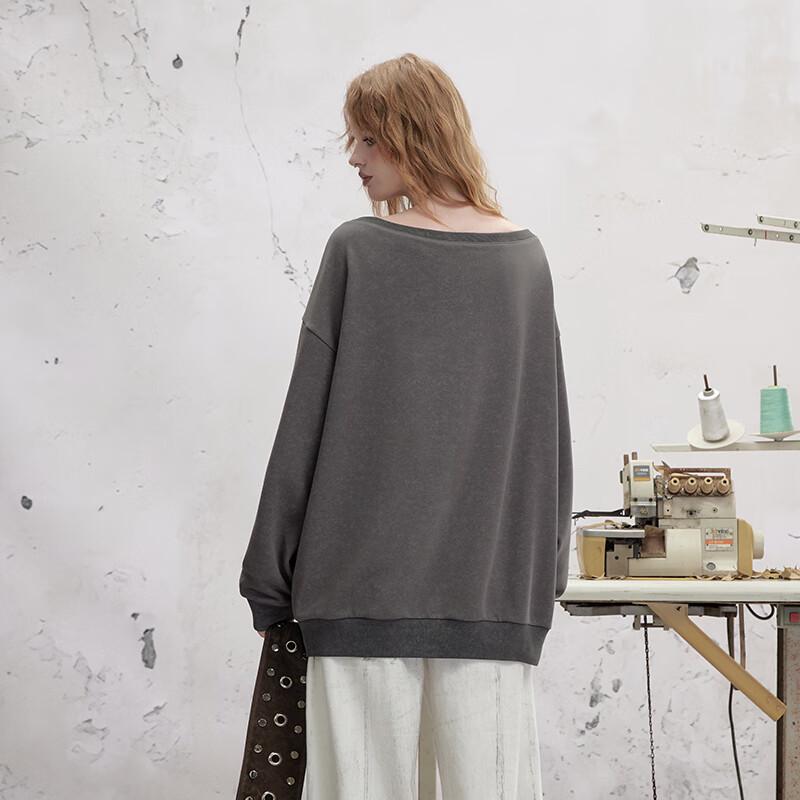 UNIFREE Women's Distressed Drop-Shoulder Oversized Sweatshirt