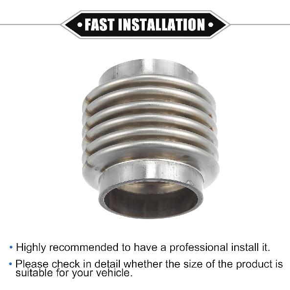 Car Exhaust Flexible Pipe, 45x63.5mm 1.77"x2.5" Exhaust Flex Connector Pipes Bellows Universal for Car Durable Stainless Steel Silver Tone