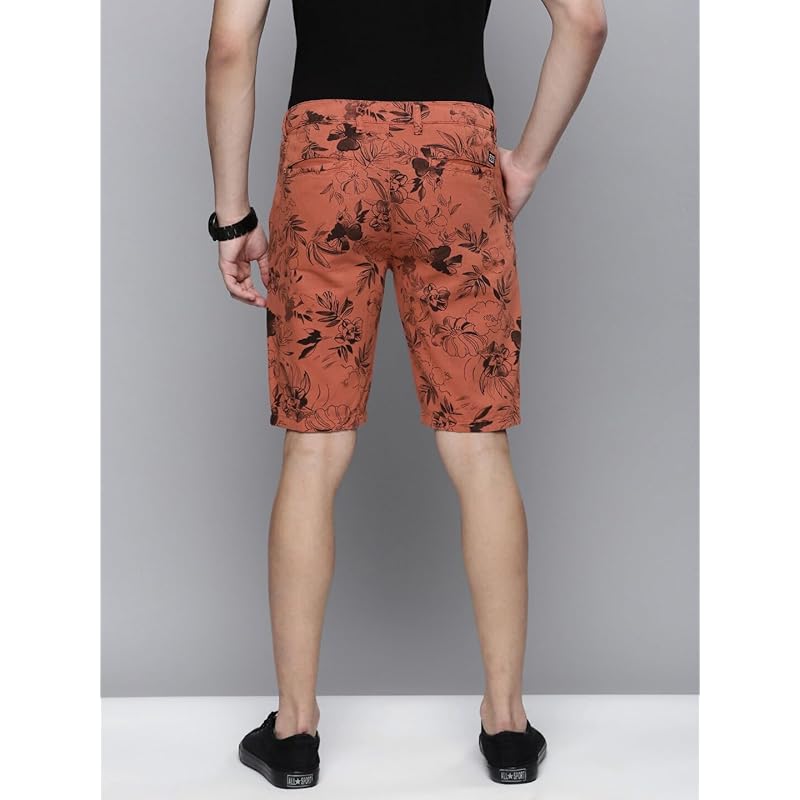 The Indian Garage Co Men Slim Fit Solid Mid-Rise Chino Shorts Rust 32 ржавый