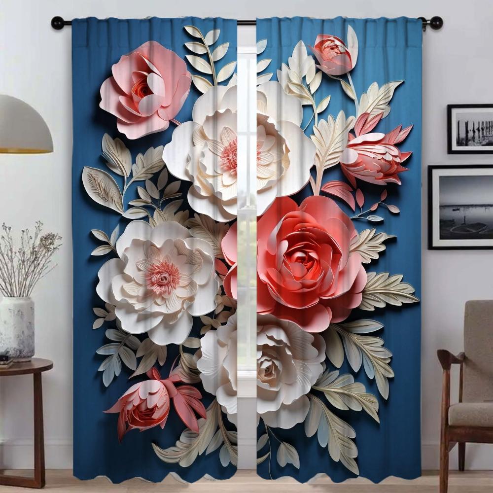 

Шторы для гостиной Шторы для комнаты 2 панели 3D Цветочные украшения на Хэллоуин Шторы Жалюзи Домашний интерьер Шторы Перегородка W60xH90cmx2pcs-CL