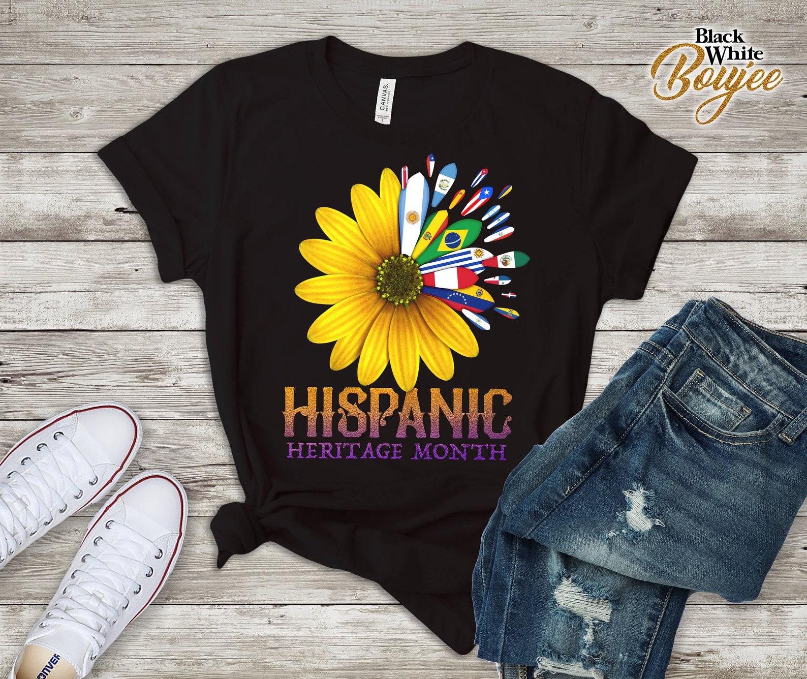 National Hispanic Heritage Months Tees Hispanic Heritage Month National Latino Pretty Flower Flags T-Shirt S