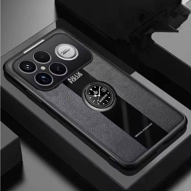 Case For POCO F8 Pro F8Ultra PU Leather Magnetic Holder Shockproof Cover For Redmi K90 K90Pro Max Matte Silicone Bumper Shell