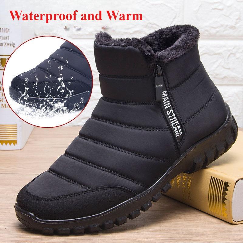 Men's Winter Boots Thicken Warm Plush Lined Waterproof Snow Shoes Non-Slip Comfortable Plus Size Ankle Boots Zapatos De Hombre