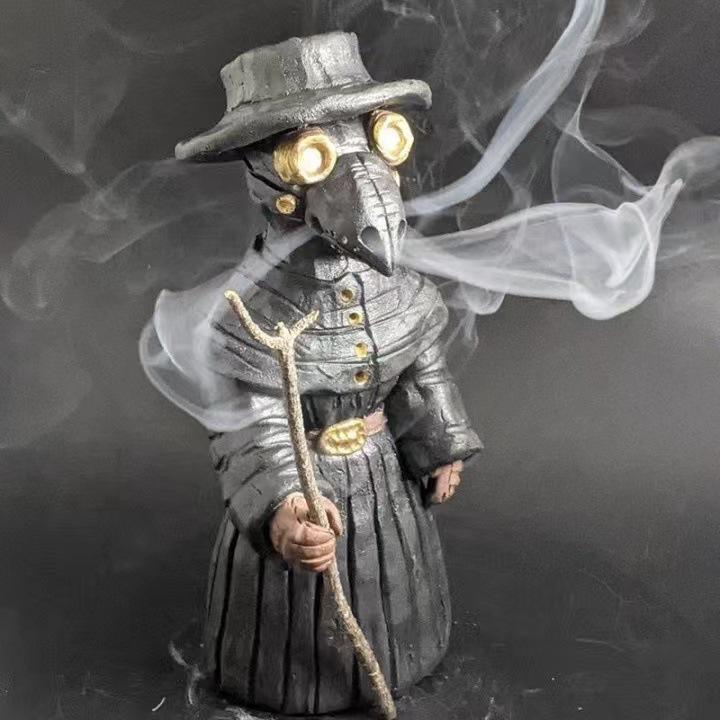 Plague Doctor Incense Burner Halloween Ornament Mr. Mini Crow Statue Effective Stress Anxiety Relief Home Decoration Prop