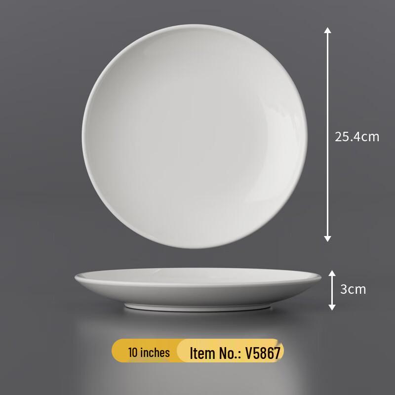 SHALL Melamine White Round Dinner Plates - 10 inch (Set of 10)