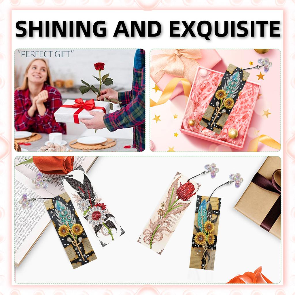 12Pcs Animal Landscape DIY Diamond Bookmark Art Projects Diamond Art Bookmark for DIY Making Beginners Adult Art Craft Supplies