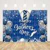 7x5ft Happy Father's Day Backdrop for Photography Blue Silver Glitter I Love You Dad Background Father's Day Tie Balloon Party Decorations Banner