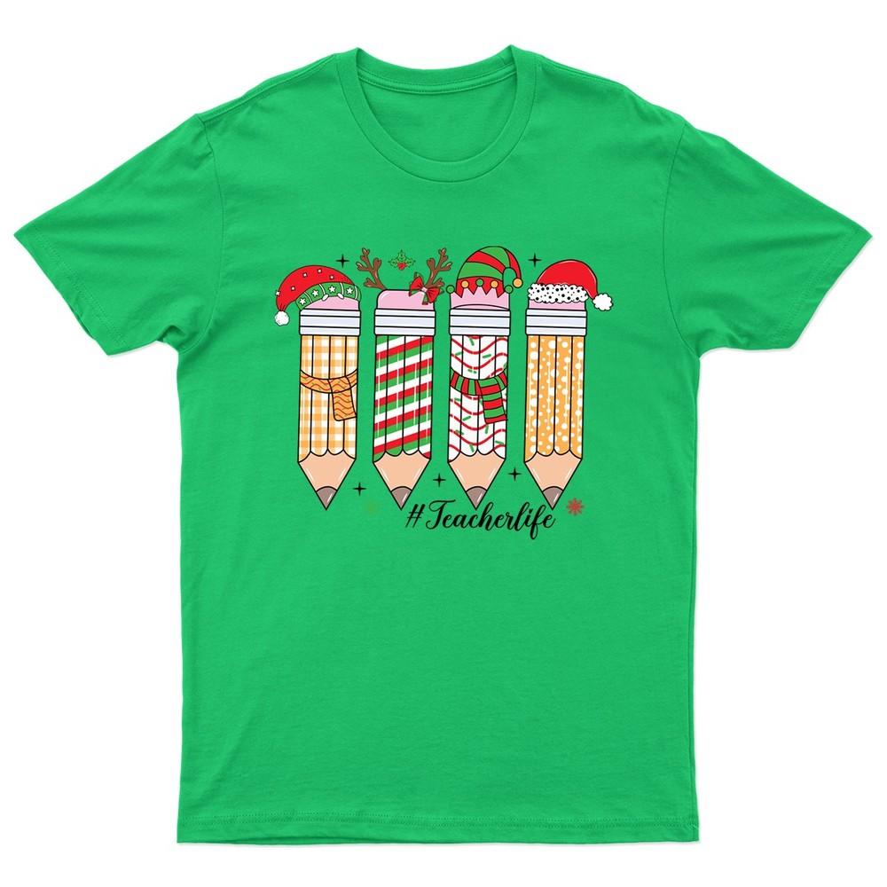 Teacherlife Christmas Pencils Holiday TShirt Unisex Gift Retro Funny Unisexs S