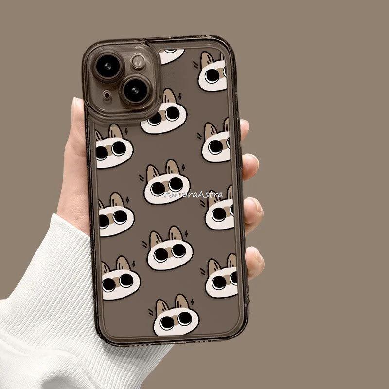 Cartoon Siamese Cat Clear Funda iPhone Cases For iPhone 17 16 15Pro Max 11 12 13 14Pro Plus Shockproof carcasa phone Case