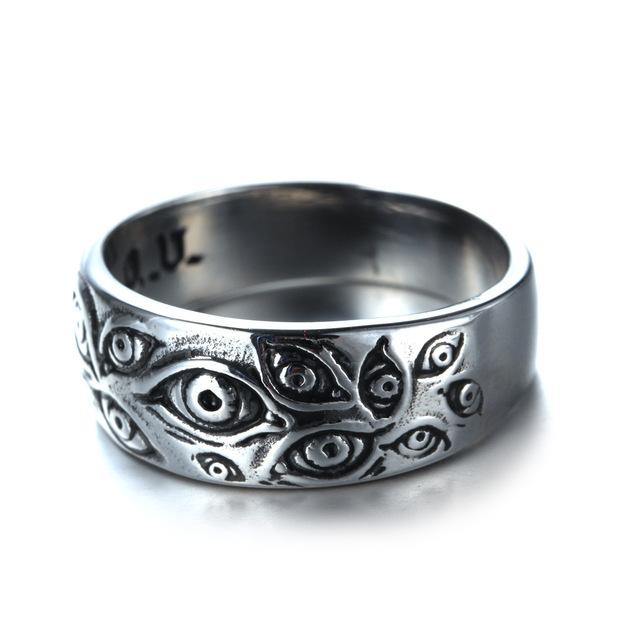 Charm Punk Carved Eyes Mens Ring Finger Jewelry Hip Hop Rock Fashion Ring Unisex Women Male Party Metal Rings Accessories