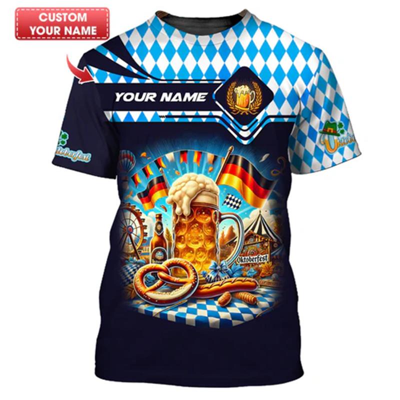 

Funny Beer 3D Print T-shirt For Men Custom Name Personality Streetwear Loose T Shirts Summer Casual Fun Plaid Pattern Tee Top S