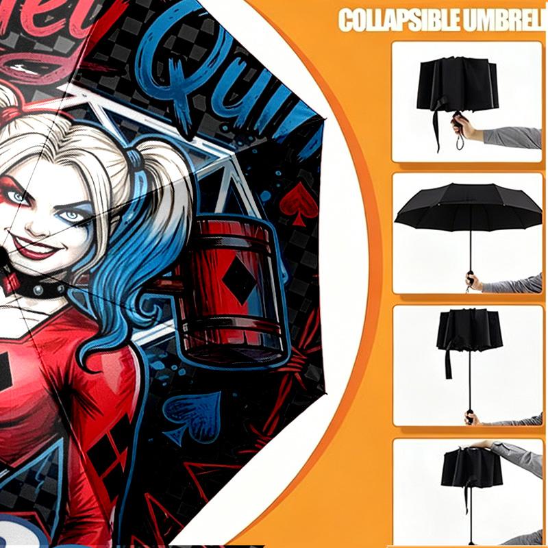 Custom Name Personalized Superhero Print Umbrella, Auto Open Close, 8‑Rib Sturdy Frame, Commute Camping Hiking Use, Birthday Gift