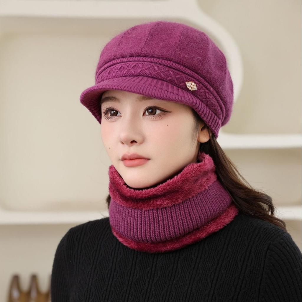 Damen Baskenmütze Winter Warm Winddicht Elastische Stretch-Passform, Leichtgewichtiger Thermoschutz für Ohren für Outdoor-Reisen, Radfahren, Weihnachten, Freizeitaktivitäten