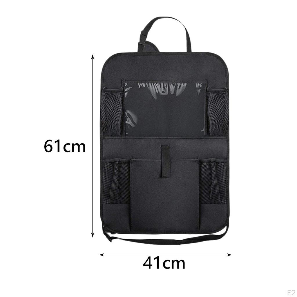 2 Pieces Car Back Seat Protector Organizer Kicking Mat with Adjustable Straps Black Waterproof