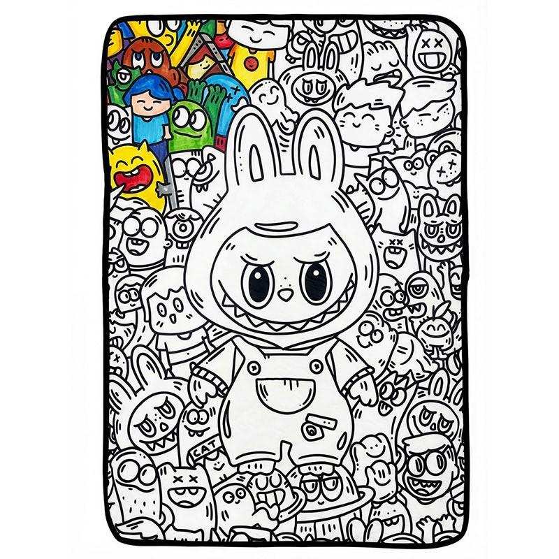 DIY Painting Blanket, Stress Relief Coloring Throw Blanket, Creative Art Sofa Nap Cover for Bedroom