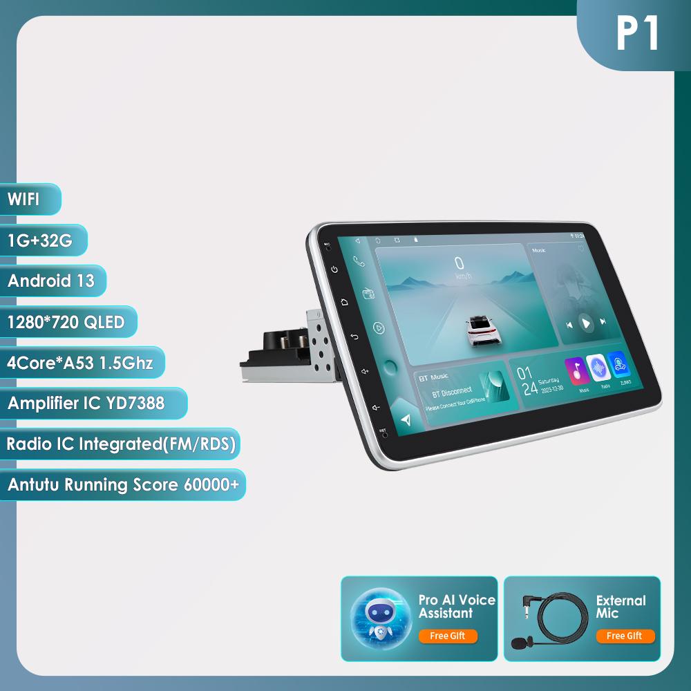 Car Multimedia Player Hizpo Rotatable 1 Din Android 13 Car Radio GPS Navigation Player
