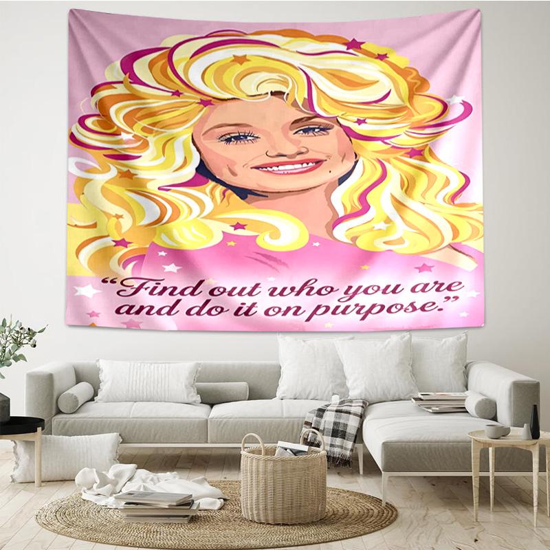 Dolly-Parton Imprimé Léopard Séchage Rapide Tapisserie Murale pour Chambre à Coucher, Salon, Salle de Jeux, Décoration Salle d'Art Tapisserie Murale Cadeaux de Fête et d'Anniversaire