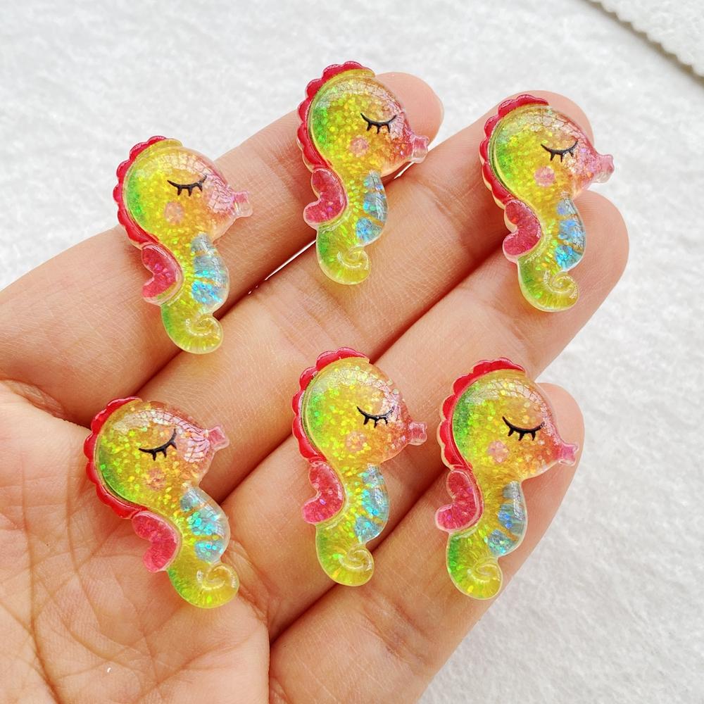 20Pcs Cute Resin Cartoon Shell, Starfish, small fish, seahorse, for Scrapbooking, Wedding Decor & DIY Jewelry Making Accessories