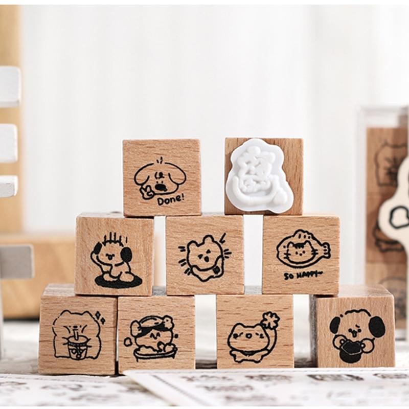 Cartoon Wood Rubber Stamp Lovely Cats Stamp Decorative Stamp Animal Stamp for Card Making