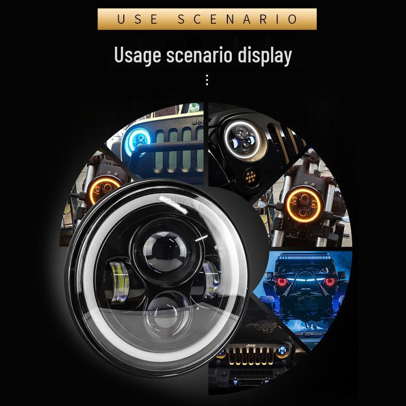 7" LED Angel Eye Halo Headlight for Wrangler, Harley, and Motorcycles.