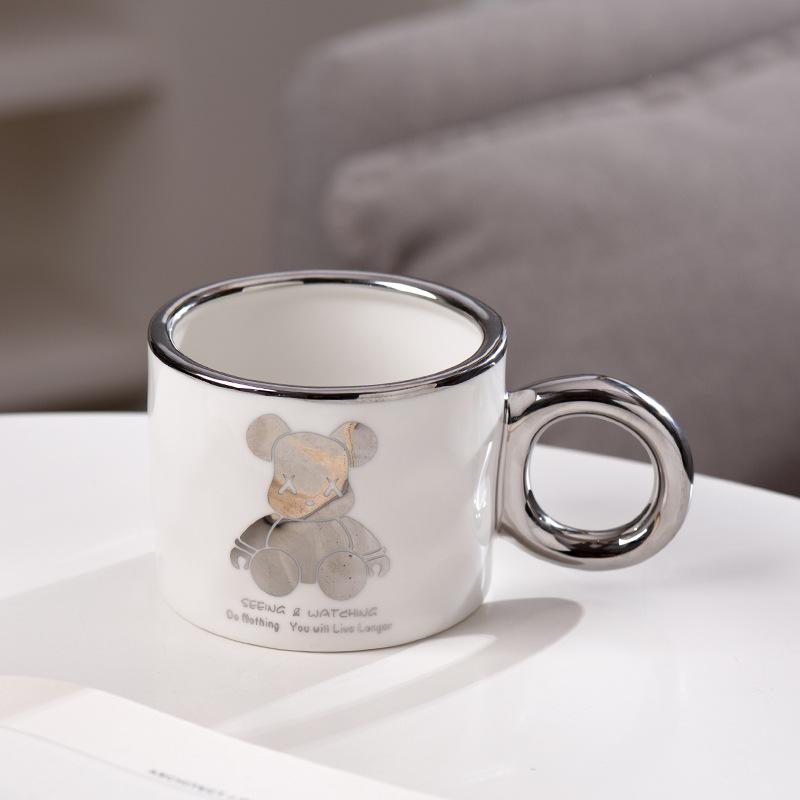 

Легкая роскошная гальванизированная кружка керамическая чашка Instagram High Beauty Violent Bear чашка для воды креативная большая емкость HOUSE кофейная чашка 500