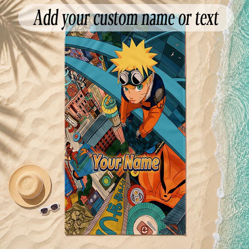 Beach TowelNaruto Custom Name Text Personalized Soft Towel for Beach Pool Indoor Home Decor Gift