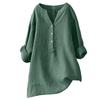 Women Cotton and Linen Top Button Down Blouse Ladies Tops Stand Collar Solid Women's Blouse Long Sleeve Casual Shirt Loose Tops