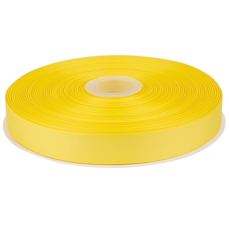 

[Tekdeere]Width 25mm solid lemon grosgrain ribbon, perfect for gift wrapping, sewing, hair accessories, wedding decorations - 91m/roll