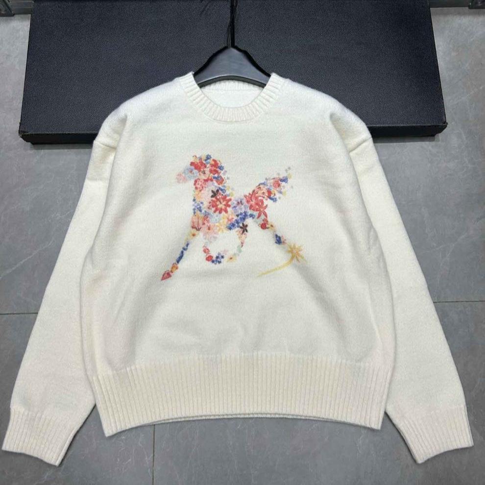 2025 Autumn/Winter Women’s Jacquard Round Neck Sweater - Stylish Loose-Slimming Knit Pullover