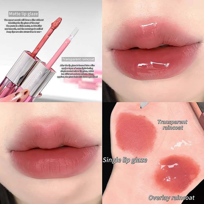CAPPUVINI Milchnebel Doppelendiges Langanhaltendes Lipgloss-Set: Matt & Spiegel-Finish mit Aufhellungseffekt - Bezahlbare Make-up-Grundlagen.
