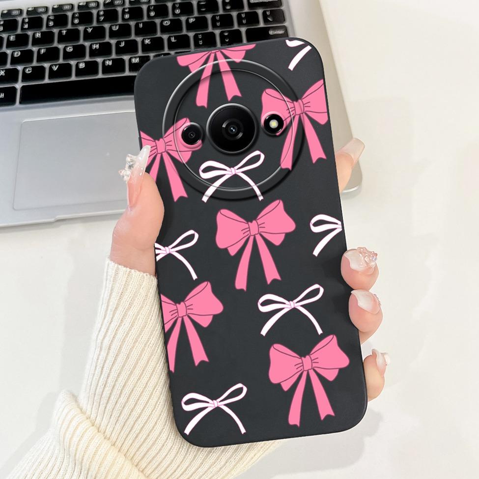 Für Redmi A3 Hülle Niedliche Cartoon Katze Ästhetisch Blumenmädchen Junge Stoßfeste Silikon-Rückabdeckung Für Xiaomi Redmi A3 Handyhülle Coque