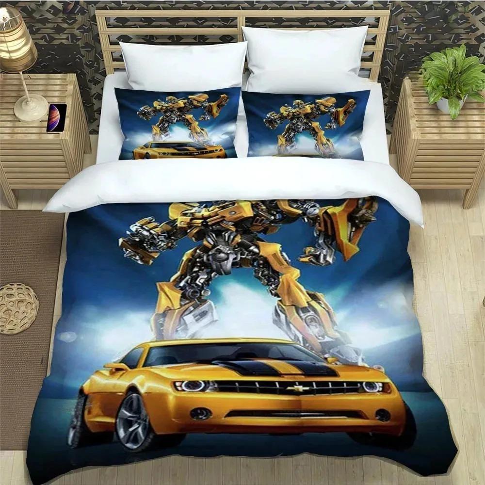 Bumblebee Car Duvet Cover Transformers Pillowcase Bedding Set Adult Boy Girl Bedroom Decoration Children Single Double Size