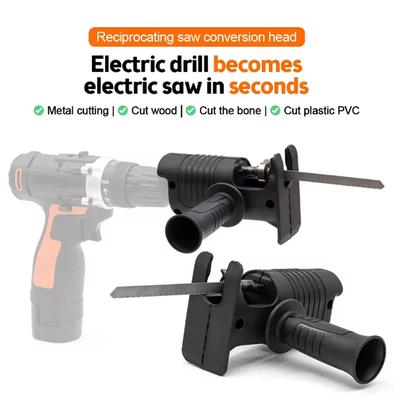 Adaptador de sierra eléctrica alternativa portátil, taladro eléctrico, accesorio de herramienta modificado con 3 hojas de sierra para cortar madera y metal.