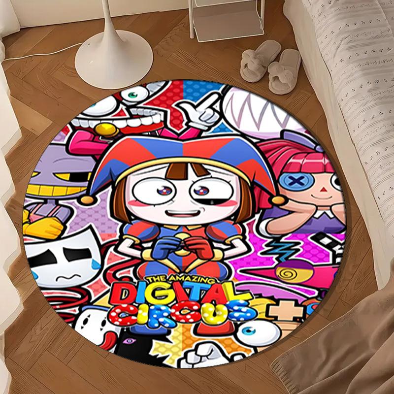 Digital Circus Adventure Round Rug for Livingroom,Bedroom, Palyroom, Chair Rug, Area rug, Circle Carpet, Large Size Decor Fan Christmas gift
