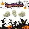 100PCS Mini Scary Skull Heads Statue Luminous Plastic Halloween Skull Miniature Figurine Pranky Prop Micro Landscape