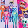 Cosplay Super Kitties Costumes Anime Jumpsuit Headwear Set Performance Stage