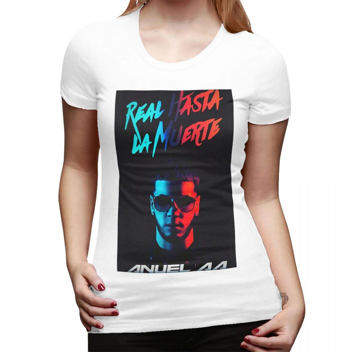 

Fashion Hot Rapper Anuel AA TShirt for Women Crew Neck Streetwear T Shirts Womens Tees Short Summer Clothes Tops S