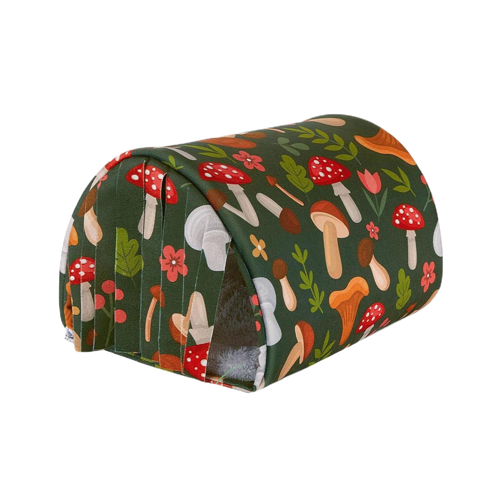 Cute Mushroom Hamster House Warm Mat Soft Guinea Pig Hideout Tunnel Pet Bed With curtains for Hamster Rabbit Small Pet