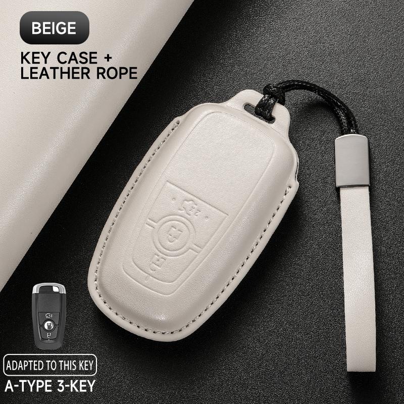 Leather Car Key Cover Case Protection Shell Keychain For Ford Fiesta Focus Fusion Mustang F-150 Mondeo Ecosport Kuga Edge Escape